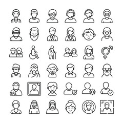 Fototapeta premium User Profile and Family Icons Line Style People Avatars