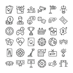 Casino and Gambling Line Icons  Outline Style Icon Set