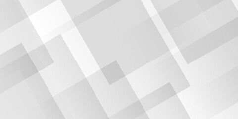 Obraz premium Vector white and gray overlap triangle geometric technology pattern. minimal rectangle arranged white lines transparent web square background layers. overlap web presentation banner tech design.