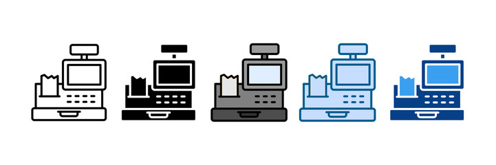 Cash Register Icon Set Multiple Style Collection