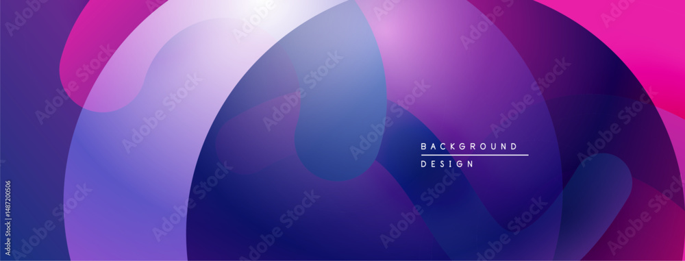 Poster Abstract fluid shapes blend purple, pink hues. Gradient creates dynamic visual effect. Modern design element for backgrounds.