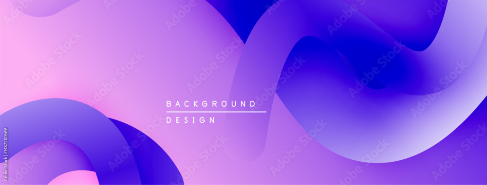 Aufkleber Abstract fluid shapes, purple hues, gradient background. Modern design element for digital projects. Smooth curves create dynamic visual.