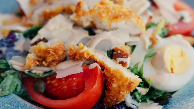 Close up of a caesar salad on a plate at a restaurant