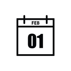 calender icon, 01 february icon with white background