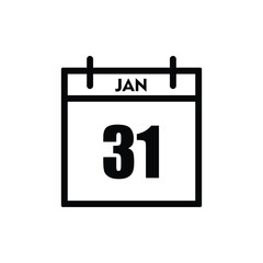 calender icon, 31 january icon with white background