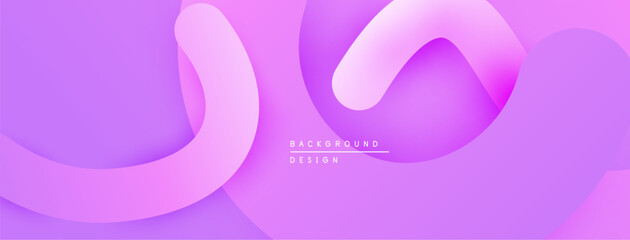 Abstract purple waves create flowing background. Soft gradients, modern design, minimal text present. Smooth curves dominate composition.