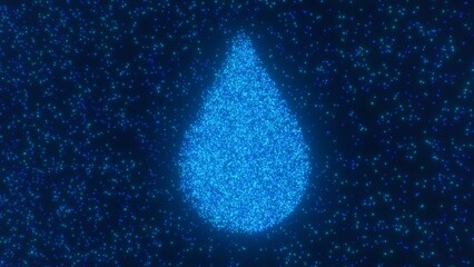 Tear Water Drop Shaped Blue Point Lights Sparkle Neon Glow Particles - Abstract Background Texture