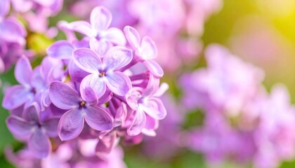 Obraz premium Elegant lilac blooms radiating soft light in a garden of natural beauty