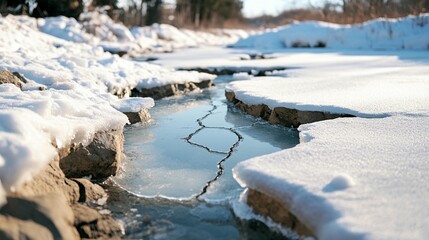 Winter Stream, Ice, Snow