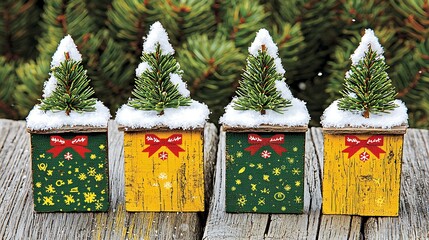 Modern and cute interface layout showing navigation tabs with mini holiday icons, snow-topped trees, and festive color accents