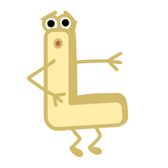 Fun Alphabet, Cartoon character letter L with cute expression. Cute cartoon alphabet character illustration for early childhood education.