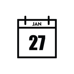 calender icon, 27 january icon with white background