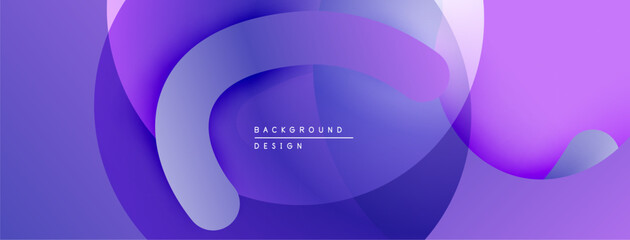 Abstract purple layers create flowing shapes. Modern design features smooth gradients, soft curves, dynamic composition. Minimalist aesthetic.