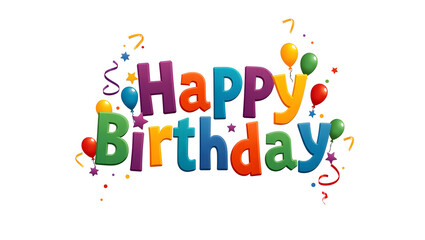 Fototapeta premium Happy birthday text with colorful balloons and festive 3D letters on a celebration background