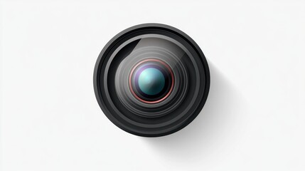 Aperture focus on a black digital camera lens, isolated in a professional photography studio