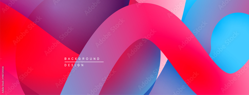 Aufkleber Abstract colorful waves overlap. Gradient shades create dynamic visual effect. Modern design suitable for backgrounds.
