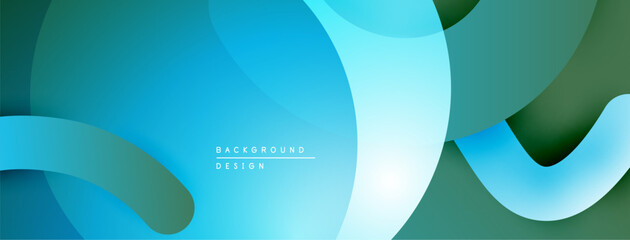 Abstract fluid shapes, blue, green hues. Modern design, smooth gradients, overlapping layers create dynamic composition. Minimalist aesthetic.