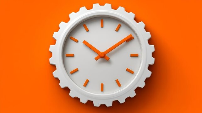 Modern clock design with gear elements. Business concept in minimal