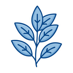 Fresh herbs icon with blue leaves designed in a minimalist style  