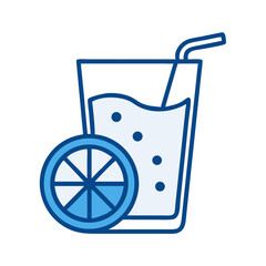 Lemon water drink with straw and slice of lemon beside it