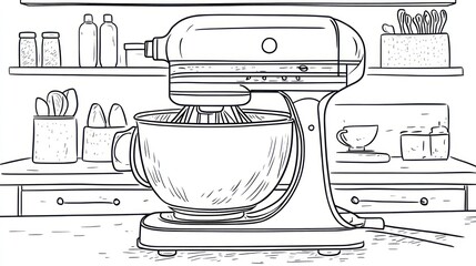 Kitchen Stand Mixer Illustration