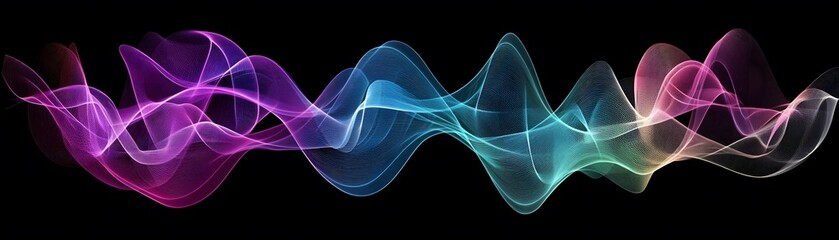 Fototapeta premium Abstract design of colorful wavy forms on black background