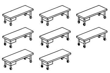 Examination Tables Medical Equipment Line Art