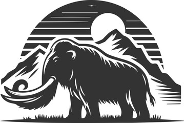 Wild animal silhouette of a mammoth vector