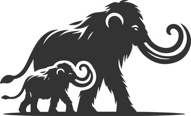 Wild animal silhouette of a mammoth vector