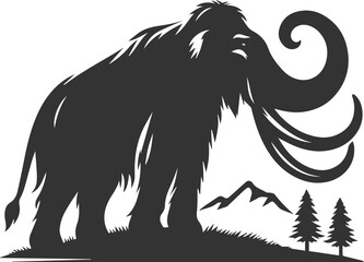 Wild animal silhouette of a mammoth vector