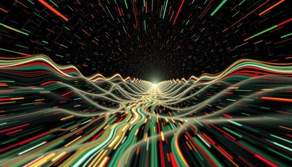 Abstract glowing network: data stream, colorful technology background