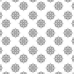Elegant Black and White Floral Mandala Seamless Pattern | Vector Tile for Backgrounds & Textiles | Modern stylish abstract texture | Geometric floral seamless patterns | Simple illustrations
