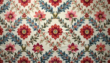 Intricate floral damask pattern in muted tones, luxury, abstract