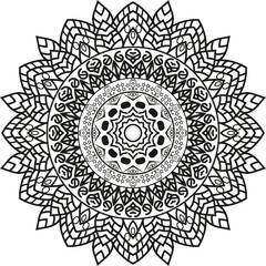 Mandala pattern for coloring on white background, Flower Mandala, Coloring book page, Relaxation traditional ornamental mandala, tatoo mandala.