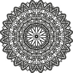 Mandala pattern for coloring on white background, Flower Mandala, Coloring book page, Relaxation traditional ornamental mandala, tatoo mandala.