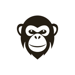 Happy chimpanzee face simple icon design