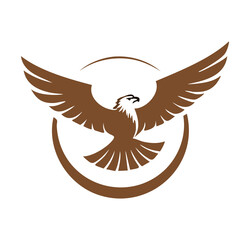 Majestic brown eagle soaring in circle logo design
