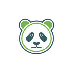 Adorable panda bear face green eco logo