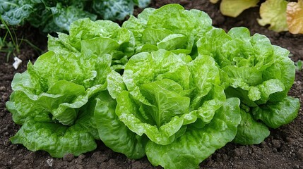 Fresh green lettuce growing in a vibrant urban garden, symbolizing healthy eating and sustainable agriculture.