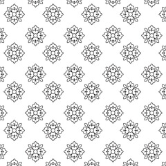 Elegant Black and White Floral Mandala Seamless Pattern | Vector Tile for Backgrounds & Textiles | Modern stylish abstract texture | Geometric floral seamless patterns | Simple illustrations