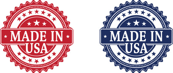 Two Made in USA Seal Logos in Red and Blue