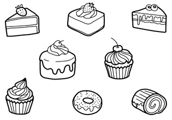Bakery set Hand Drawn Outline