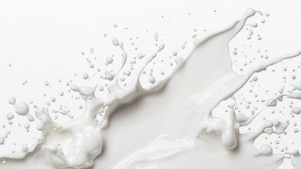 Dynamic Milk Splash with Flying Droplets on Pure White Background milk splash white dynamic pure tea