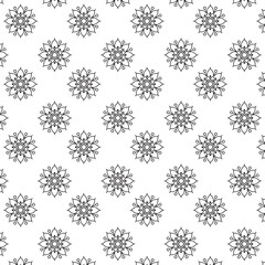 Elegant Black and White Floral Mandala Seamless Pattern | Vector Tile for Backgrounds & Textiles | Modern stylish abstract texture | Geometric floral seamless patterns | Simple illustrations
