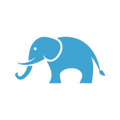 Simple blue elephant logo design illustration