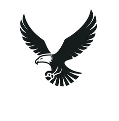 Majestic eagle soaring high in flight black silhouette