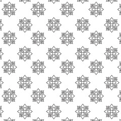 Elegant Black and White Floral Mandala Seamless Pattern | Vector Tile for Backgrounds & Textiles | Modern stylish abstract texture | Geometric floral seamless patterns | Simple illustrations