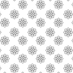 Elegant Black and White Floral Mandala Seamless Pattern | Vector Tile for Backgrounds & Textiles | Modern stylish abstract texture | Geometric floral seamless patterns | Simple illustrations