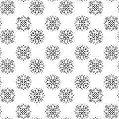 Elegant Black and White Floral Mandala Seamless Pattern | Vector Tile for Backgrounds & Textiles | Modern stylish abstract texture | Geometric floral seamless patterns | Simple illustrations