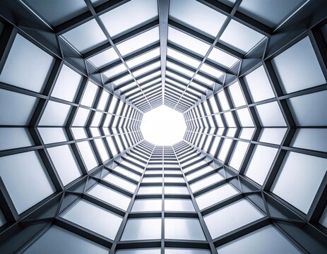 Geometric Hexagon Tunnel Perspective - Powered by Adobe